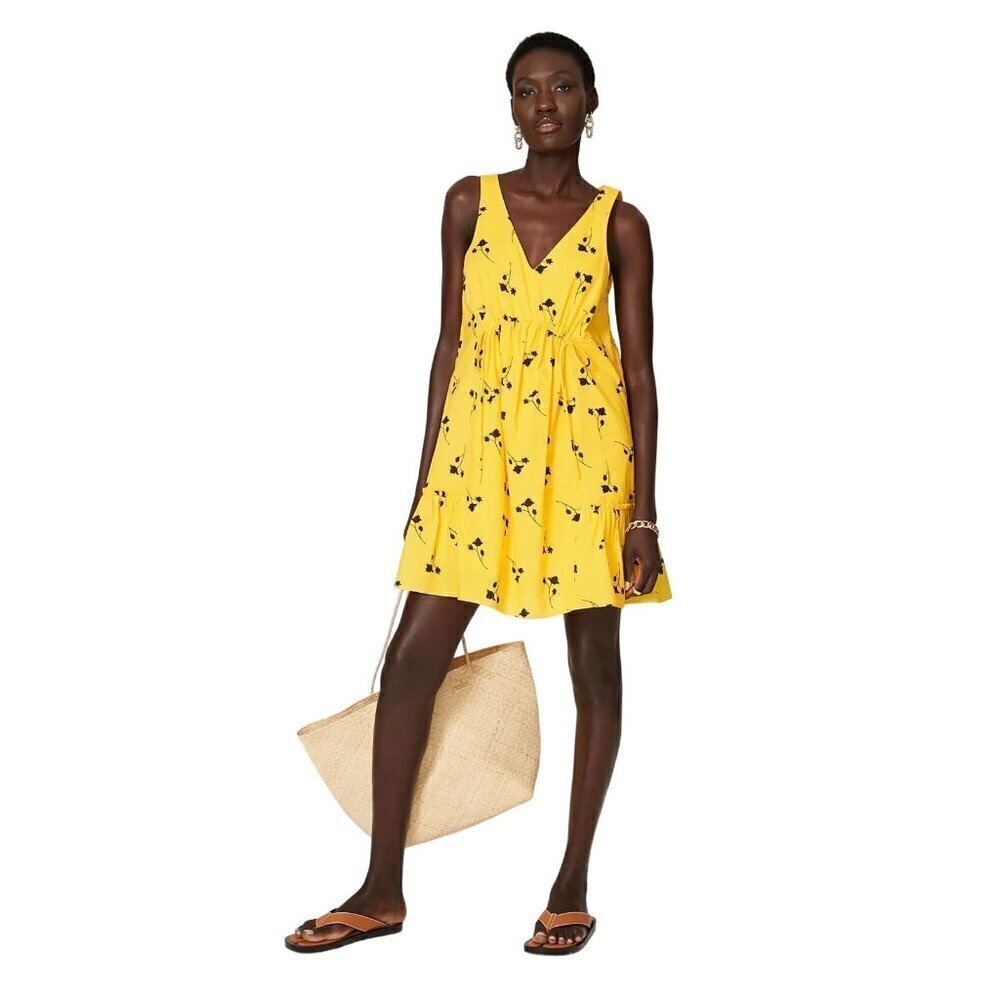 Thakoon Collective Floral Ruffle Shift Dress in Yellow 4 Womens Sleeveless